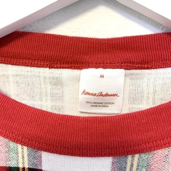 Hanna Andersson Adult Unisex Long John Pajama Top in Family Holiday Plaid size M - Picture 4 of 5